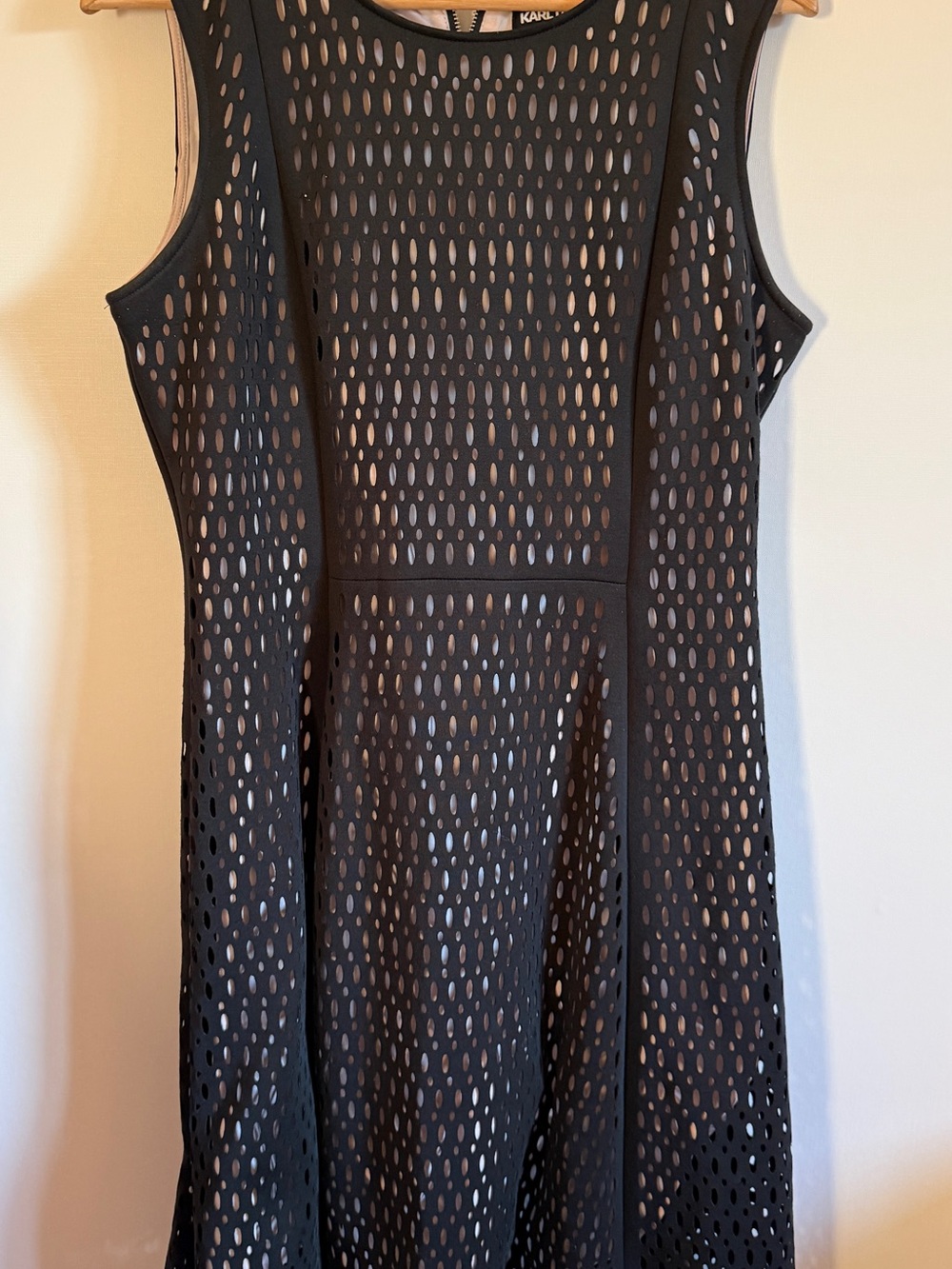 Karl Lagerfeld Paris Black Cutout Dress Fit Flare Sleeveless